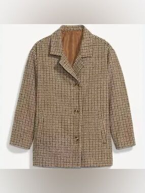 Old Navy Tan and Brown Plaid Coat